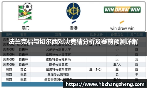 法兰克福与切尔西对决竞猜分析及赛前预测详解